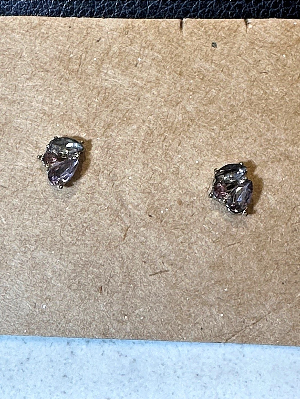 Crystal Stud Earrings in Purple & Black Like New